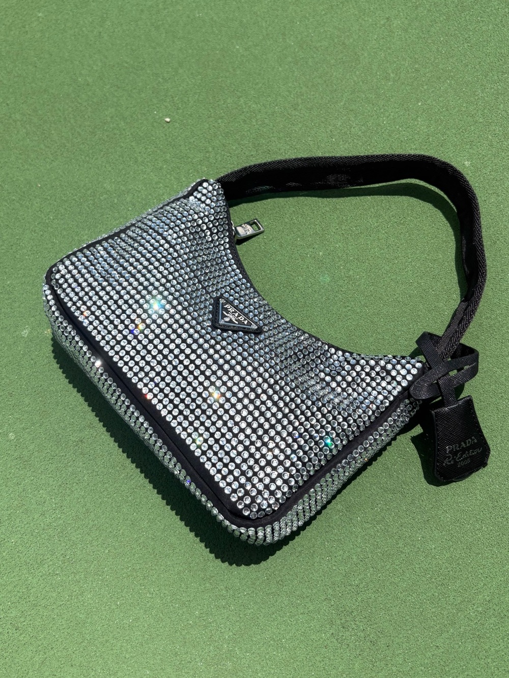 Prada Silver Crystal Shoulder Bag